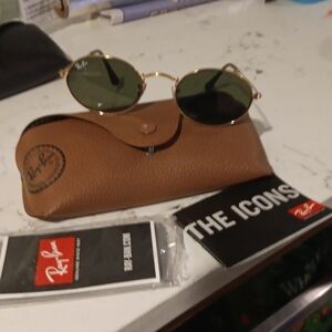 Ray-Ban Gold and Black Oval Sunglasses